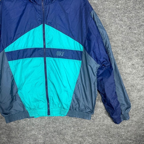 Vintage Nike Colorblock Windbreaker Jacket Men's Large Blue Teal Gray Athletic - Picture 8 of 14